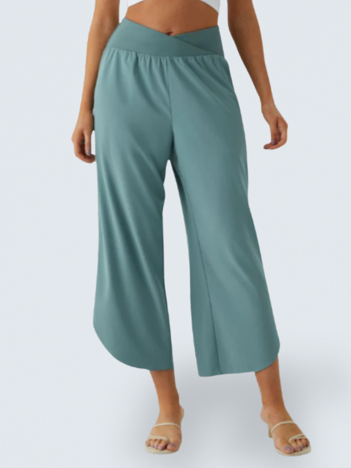 Breezeful | High Waisted Crossover Side Pocket Split Quick Dry Resort Pants