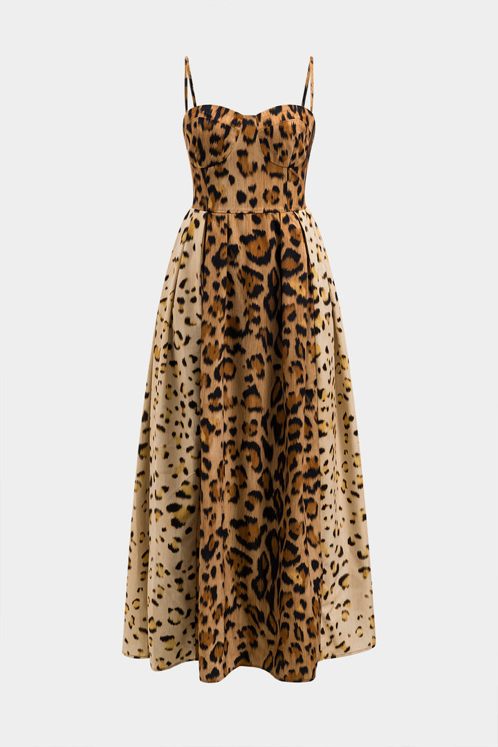 BIANCA - Bold Leopard Print Midi Dress