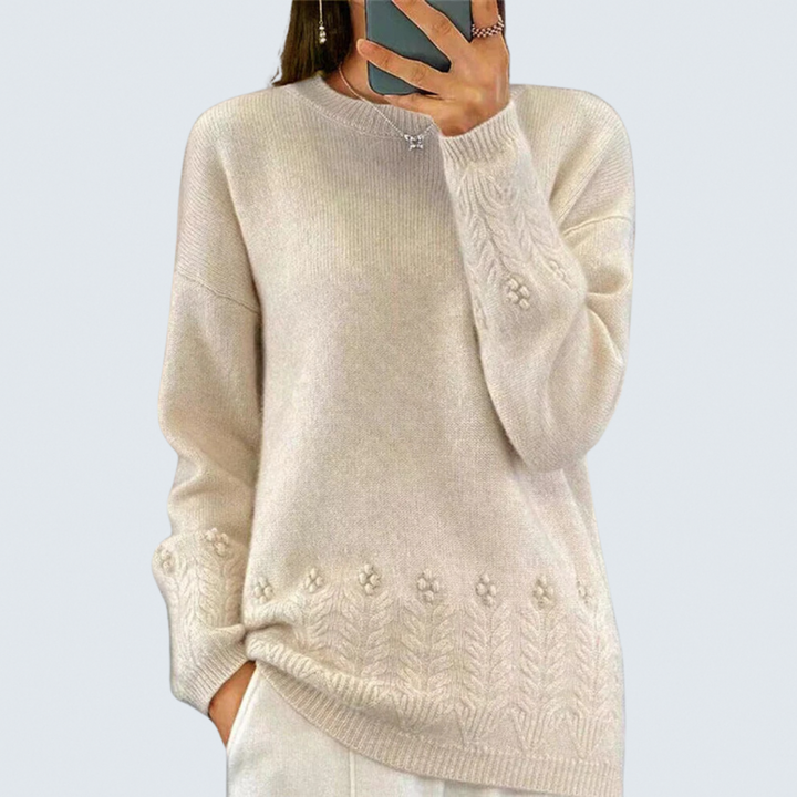 Alma | Scandinavian Floral Knit Sweater