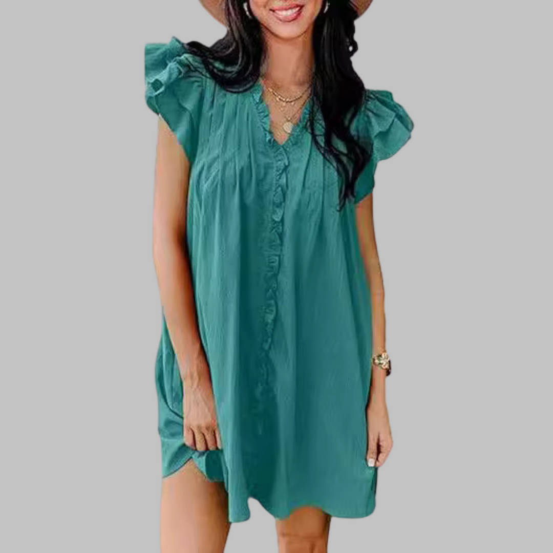 MARCELLA™ - Casual V-Neck Ruffled Midi Dress