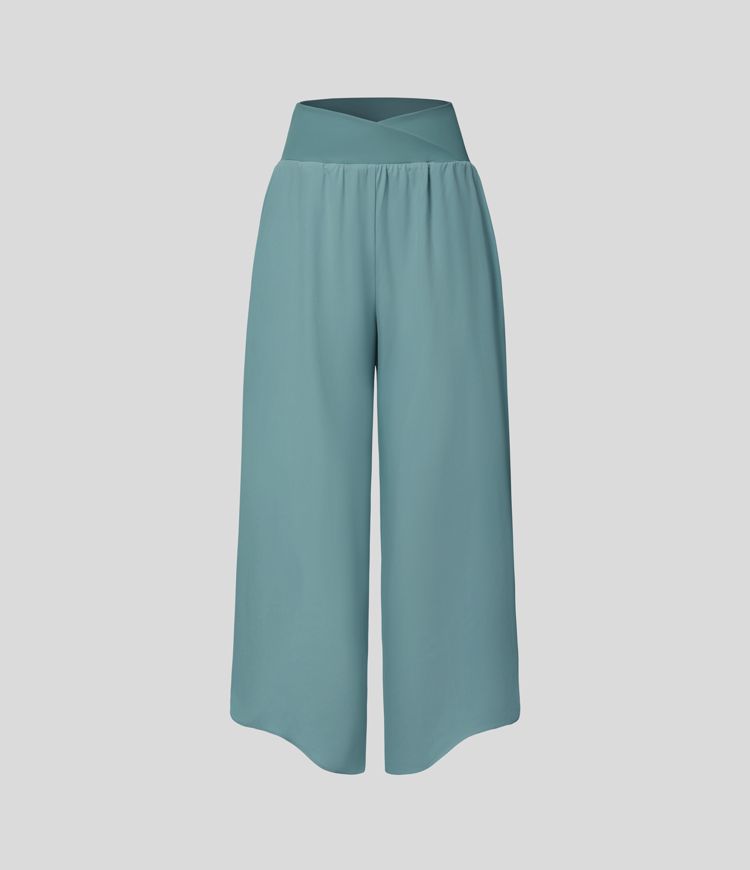 Breezeful | High Waisted Crossover Side Pocket Split Quick Dry Resort Pants