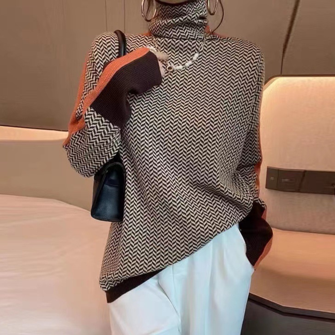 Eleanor™ | Herringbone Luxe Turtleneck